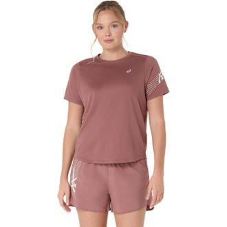 Asics Laufshirt ASICS ASICS ICON SS TOP, Damen, Gr. XL, rot (rubble rot), Obermaterial: 100% Polyester, Shirts Laufshirt