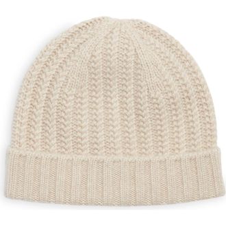 Sofiacashmere Cable Knit Cashmere Beanie in Oatmeal at Nordstrom Rack