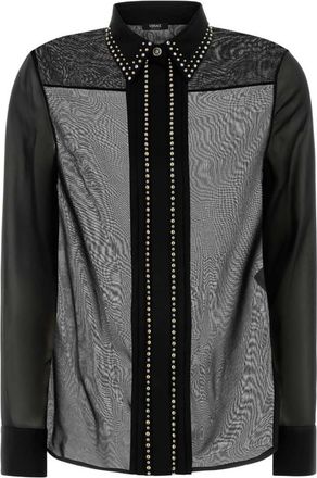 Versace Black Embellished Sheer Finish Shirt