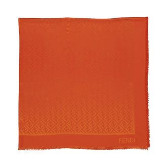 Fendi Accessoires, Dames, Oranje, ONE Size, Wol, FF Jacquard Shawl