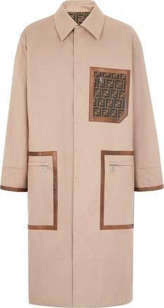 Fendi Cotton Trench With Leather Profiles-Uomo