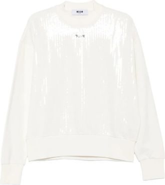 Msgm Felpa con paillettes - Bianco