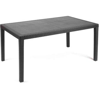 Dmora Tavolo da esterno Arca, Ripiano fisso rettangolare, Tavolo da giardino multiuso effetto rattan, 100% Made in Italy, 138x78h72 cm, Antracite