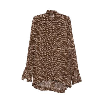 Dries Van Noten Blouses, female, Brown, Size: M Stylish Shirt 2251 010779 703