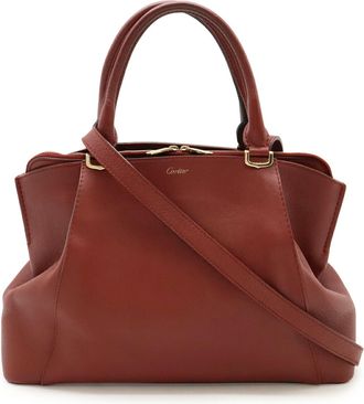 Cartier Bordeaux Leather Handbag Shoulder Bag Tote Bag (Pre-Owned)