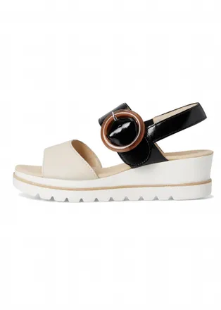 Gabor Womens Freya Wedge Sandal In Black/cream