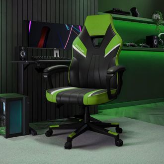 X Rocker Tempest Ergonomic PC Office Gaming Chair with Extra Wide Seat in Green