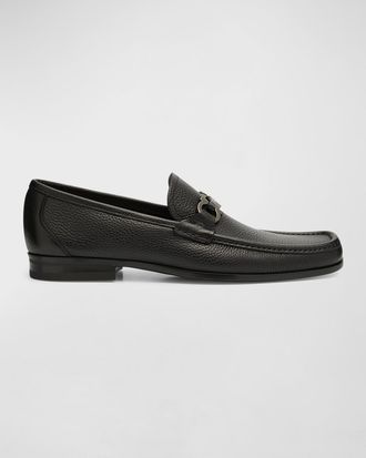 Ferragamo Mens Grandioso Grained Calfskin Gancini Loafer