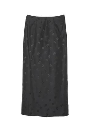 Cecilie Bahnsen Midi Skirt With Jacquard-Effect Floral Print And Decorative Bow