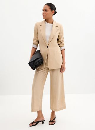 Contemporaine Womens Lyocell-linen cropped pant Fit: Wide leg, high rise