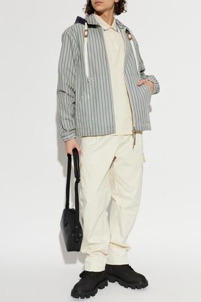 Moncler Polo With Logo Patch, Mens, Cream