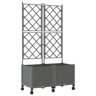 vidaXL Jardinera Con Enrejado Y Ruedas 2 Uds. Gris Claro Pp Vidaxl