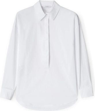 Motivi Poplin blouse met kraag - Dames - Blouses - Wit - 2XS - Katoen - Overhemden