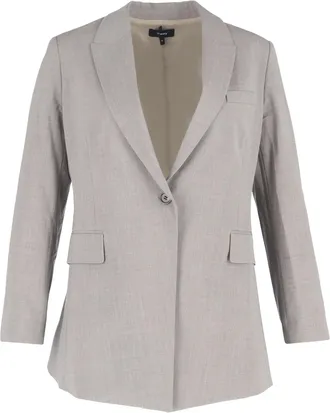 Theory M&eacute;lange-Effect Single-Breasted Blazer in Grey Wool