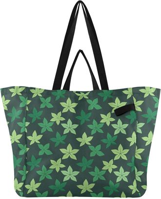 Generic Flower Leaves Black print Reusable Canvas Tote Bag, Heavy Duty Grocery Shopping Bag with Double Handles Hard Bottom Large Capacity Work Groceries Trav