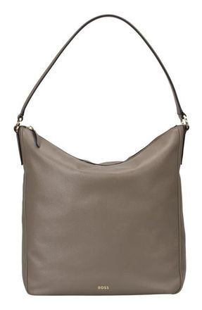 BOSS Alyce Leather Hobo Bag in Medium Brown at Nordstrom