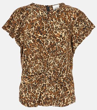 Isabel Marant Top Tullya in misto seta con stampa leopardata