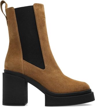 Nodaleto Platform Enkellaarsjes - Dames - Laarzen met Hak - Bruin - 38 EU - Leer - Schoenen