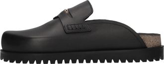 Versace Medusa Leren Mules - Heren - Slip ons - Zwart - 41 EU - Leer - Schoenen