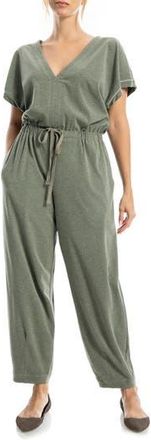 Max Studio Short Sleeve Tie Waist Jumpsuit in Heather Sage at Nordstrom Rack, Size X-Small