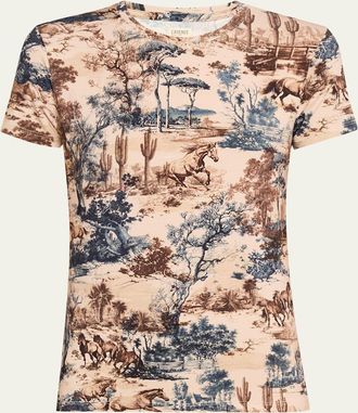 L'agence Ressi Short-Sleeve Western Toile Tee