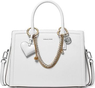 Michael Kors Laila Medium Satchel Satchel Womens Handbags Optic White : MD, Leather