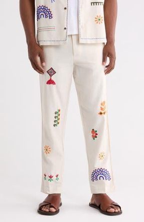 Raga Man Ranbir Embroidered Trousers in Eggshell Multi at Nordstrom Rack, Size X-Large