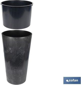 cofan Cofan - Macetero 2 En 1 Forma Conica Con Dep&oacute;sito Color Negro Pp &Oslash; 409 X 750 Mm 29,5 L