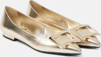 Roger Vivier Gommettine metallic leather ballet flats