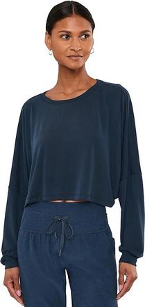 Beyond Yoga Studio Luxe Cropped Long Sleeve T-Shirts Womens Workout Nocturnal Navy : XS, Modal/Polyester