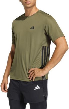 adidas Essentials 3-Stripes Performance T-Shirt in Olive Strata/Black at Nordstrom Rack, Size X-Large