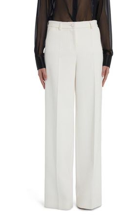 Dolce & Gabbana Wide Leg Crepe Pants in Natural White at Nordstrom, Size 46