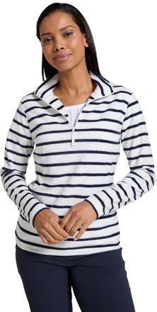 Mountain Warehouse Camber Half Zip Womens Striped Fleece - Lightweight, Warm & Cosy Half Zip Sweatshirt Top - Best for Camping, Outdoors, Travelling & Hiking Beige (Stri