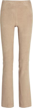 Stouls JP Long Flared-leg Suede Trousers - Beige - S (UK8-10 / S)