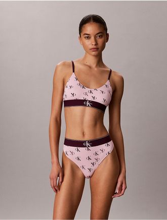 Calvin Klein Womens Graphic Monogram Microfiber Stretch Thong - Pink - XL