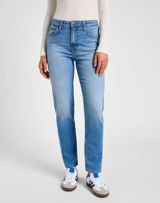Lee Straight-Jeans LEE Lee Jeans Carol, Damen, Gr. 25, L&auml;nge 33, blau, Obermaterial: 79% Baumwolle CO. 15% Lyocell CLY. 4% Elastomultiester ELE. 2% Elasth