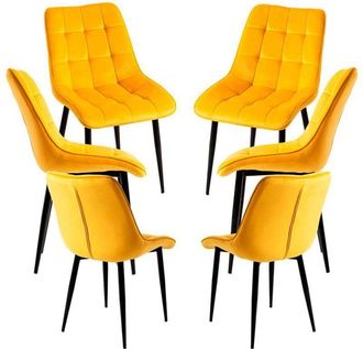 Regalos Miguel Regalos Miguel - Packs Sillas Comedor - Pack 6 Sillas Cade Terciopelo - Amarillo