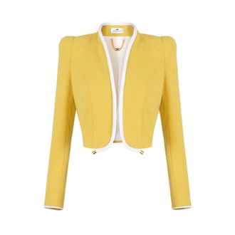 Elisabetta Franchi Blazers, female, Yellow, Size: M Cropped Blazer