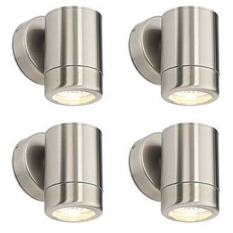 Loops 4 PACK Dimmable Outdoor IP65 Wall Downlight - 7W GU10 LED - Stainless Steel in Metallics