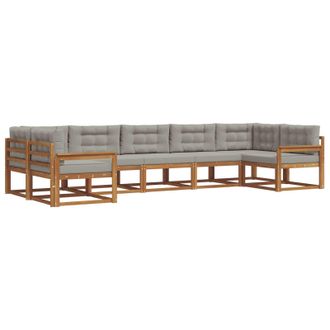 vidaXL Conjunto De Sof&aacute;s De Exterior 7 Pcs Gris Natural Y Claro Vidaxl