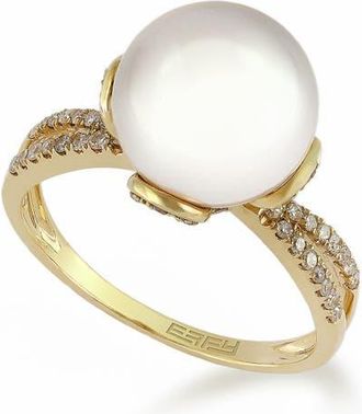 Effy 14K Yellow Gold Freshwater Pearl Diamond Solitaire Ring in 14K Gold at Nordstrom, Size 7