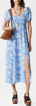 & Other Stories Ruched Linen Dress in Blue Medium Harper Aop at Nordstrom Rack, Size 14