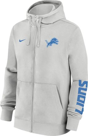 Nike Detroit Lions Club Nike Mens NFL Full-Zip Hoodie in Grey | 01NC0BB9J-1LR