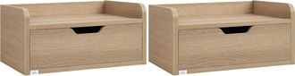 OEM Set De 2 Mesitas De Noche De Pared Mesillas Flotantes Con 1 Caj&oacute;n Para Dormitorio Habitaci&oacute;n 40x30x19,5 Cm Natural