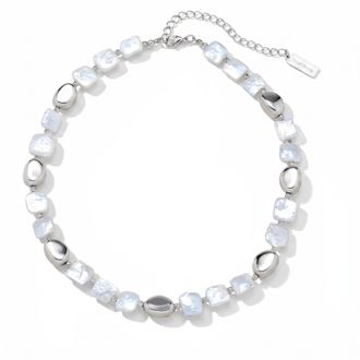 Pompeii3 Pina Square Pearl Silver Necklace