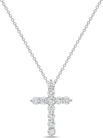 Diana M. Jewels 14kt White Gold 2.00 cts Lab Grown Round Diamond Cross Pendant