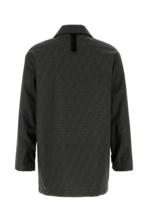 Fendi Mens Embroidered Canvas Coat Tabacco Giubbini