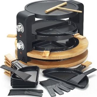 KitchenChef Kitchenchef - macchina per raclette 8/10 persone 1500w + grill + crepe maker - kcwood.8.super - kitchen chef