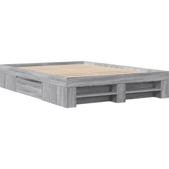 vidaXL Bed Frame without Mattress Grey Sonoma 140x200 cm Engineered Wood Vidaxl