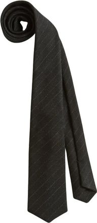 Kiton Gestreepte Stropdas in Virgin Wol - Dames - Stropdassen - Zwart - ONE Size - Wol - Accessoires